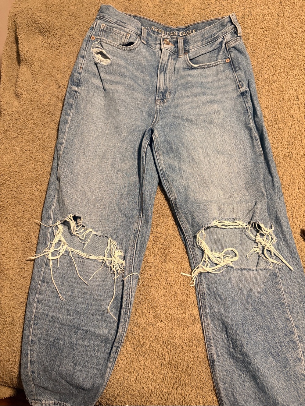 American Eagle Outfitters Light Blue Ripped Boyfriend Jeans